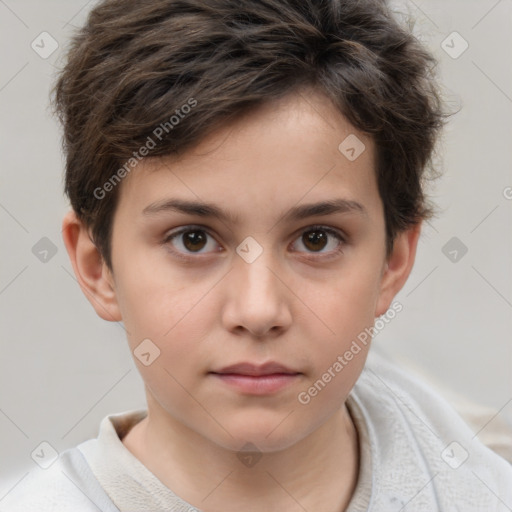 Neutral white child male with short  brown hair and brown eyes