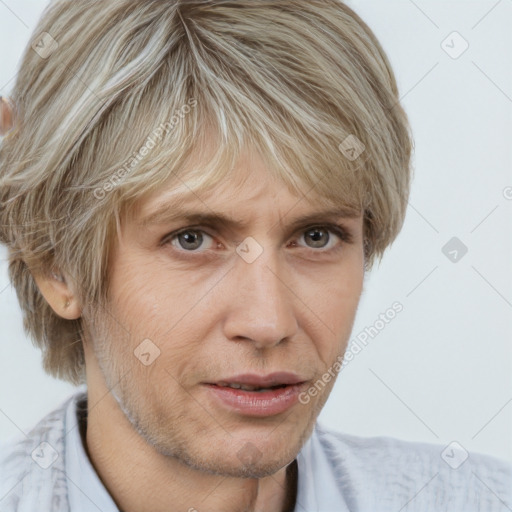 Neutral white adult male with short  brown hair and brown eyes