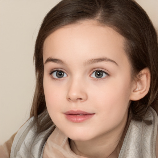 Neutral white child female with medium  brown hair and brown eyes