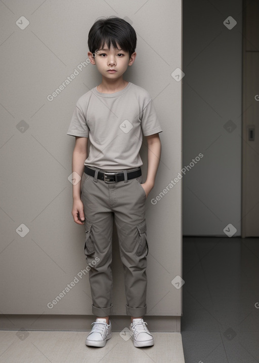 South korean child boy with  gray hair