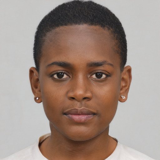 Neutral black child female with short  black hair and brown eyes