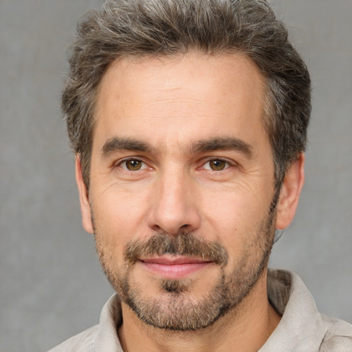 Neutral white adult male with short  brown hair and brown eyes