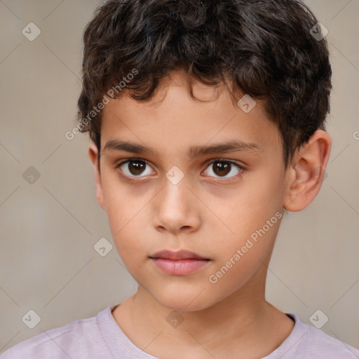 Neutral white child male with short  brown hair and brown eyes