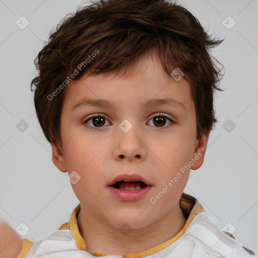 Neutral white child male with short  brown hair and brown eyes