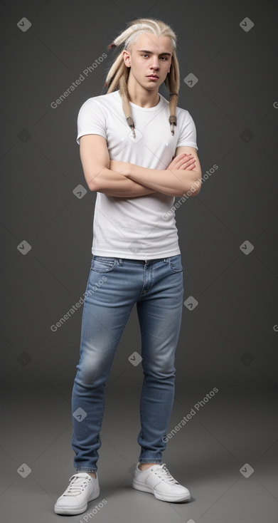 Belarusian young adult male with  white hair