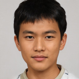 Neutral asian young-adult male with short  brown hair and brown eyes