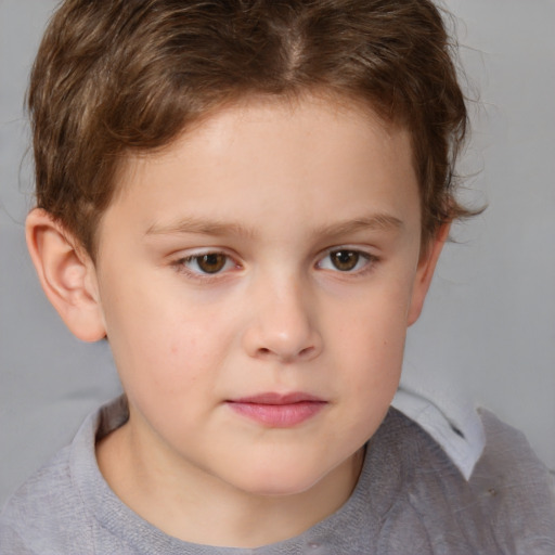 Neutral white child male with short  brown hair and brown eyes