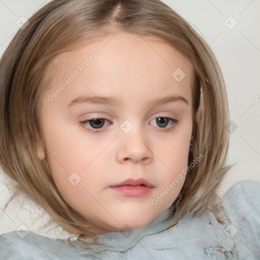 Neutral white child female with medium  brown hair and brown eyes