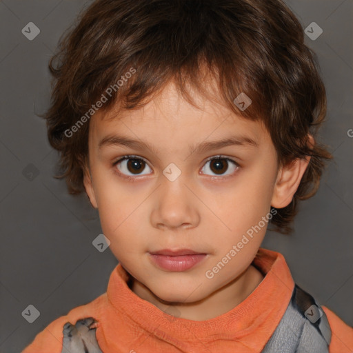 Neutral white child female with short  brown hair and brown eyes