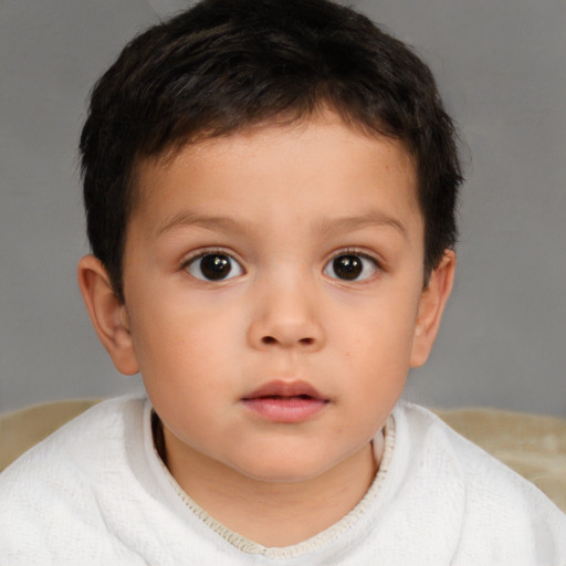 Neutral white child male with short  brown hair and brown eyes