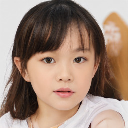 Neutral white child female with medium  brown hair and brown eyes