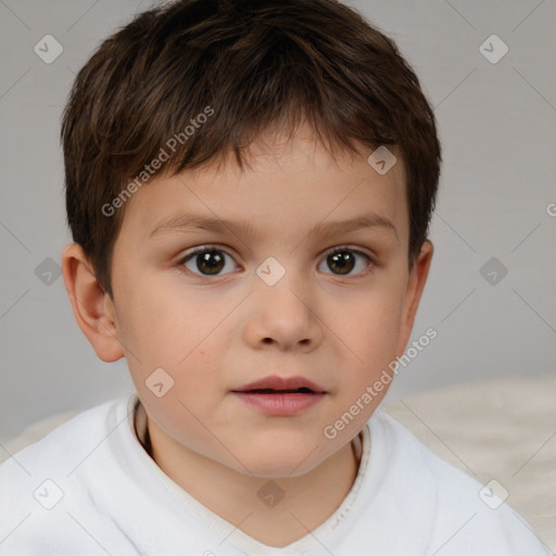 Neutral white child male with short  brown hair and brown eyes