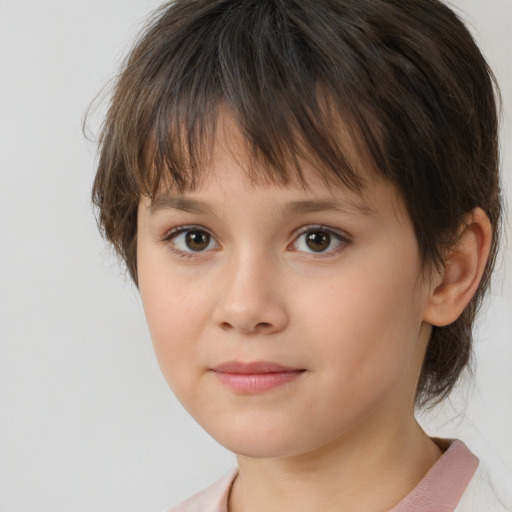 Neutral white child female with medium  brown hair and brown eyes