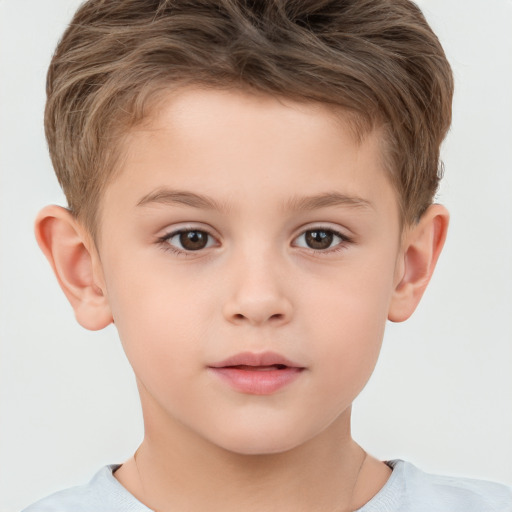 Neutral white child male with short  brown hair and brown eyes