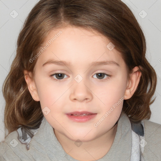 Neutral white child female with medium  brown hair and brown eyes