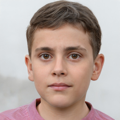 Neutral white child male with short  brown hair and brown eyes