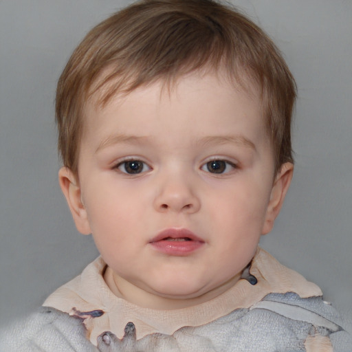 Neutral white child male with short  brown hair and blue eyes