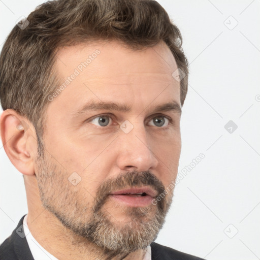 Neutral white adult male with short  brown hair and brown eyes