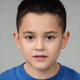 Neutral white child male with short  brown hair and brown eyes