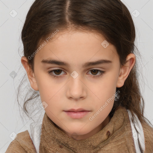 Neutral white child female with medium  brown hair and brown eyes