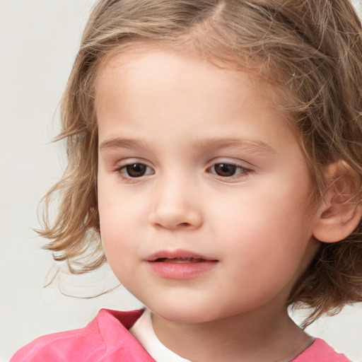 Neutral white child female with medium  brown hair and brown eyes