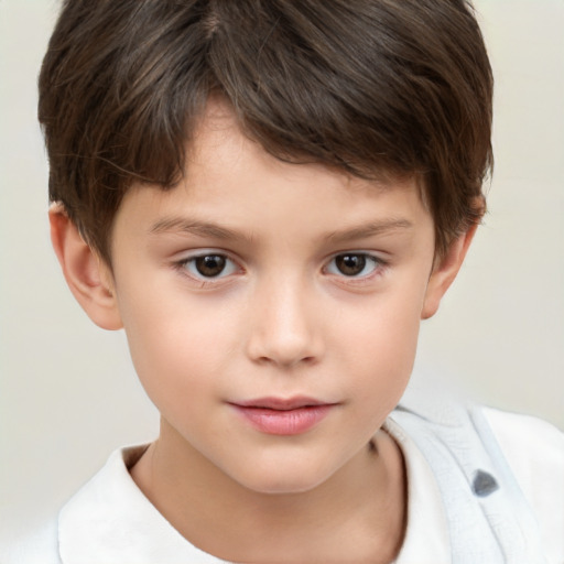 Neutral white child male with short  brown hair and brown eyes