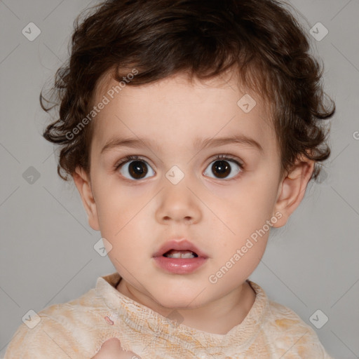 Neutral white child male with medium  brown hair and brown eyes