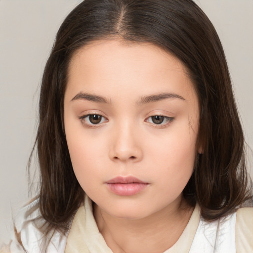 Neutral white child female with medium  brown hair and brown eyes