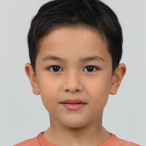 Neutral white child male with short  brown hair and brown eyes