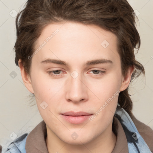 Neutral white young-adult male with medium  brown hair and brown eyes