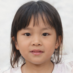 Neutral asian child female with medium  brown hair and brown eyes