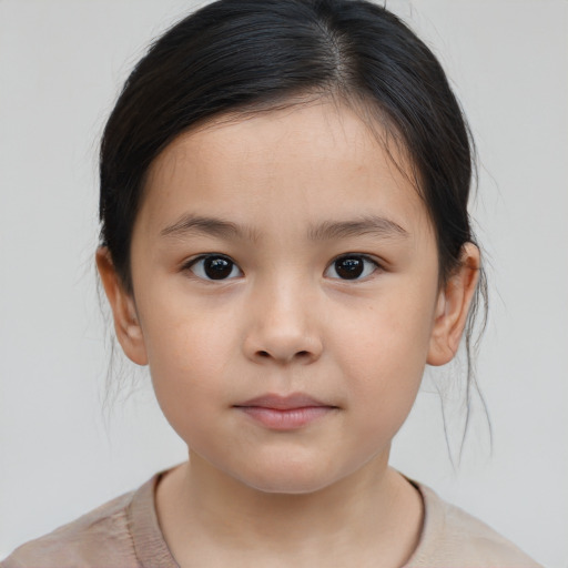 Neutral white child female with medium  brown hair and brown eyes