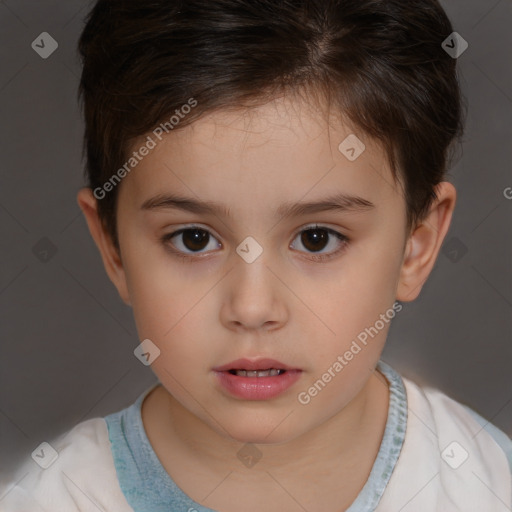 Neutral white child female with short  brown hair and brown eyes