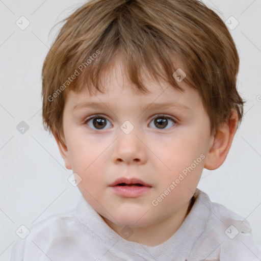 Neutral white child male with short  brown hair and brown eyes