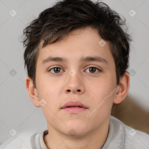 Neutral white child male with short  brown hair and brown eyes