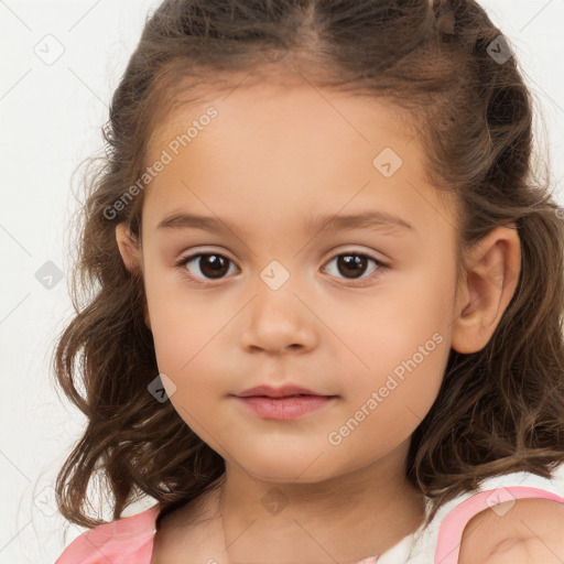 Neutral white child female with medium  brown hair and brown eyes