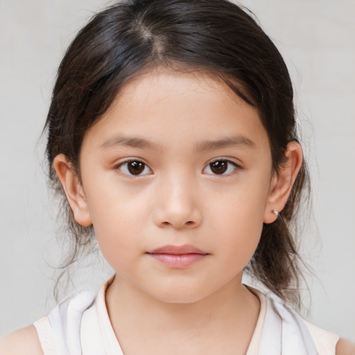 Neutral white child female with medium  brown hair and brown eyes