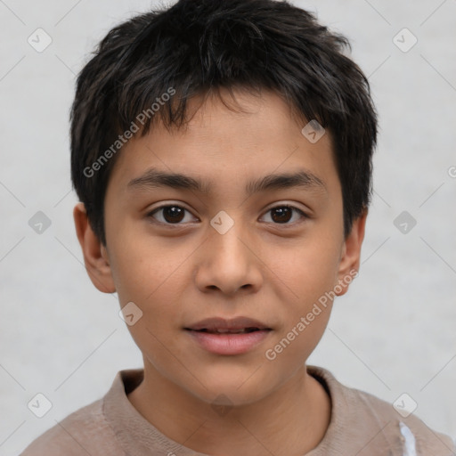 Neutral white child male with short  brown hair and brown eyes