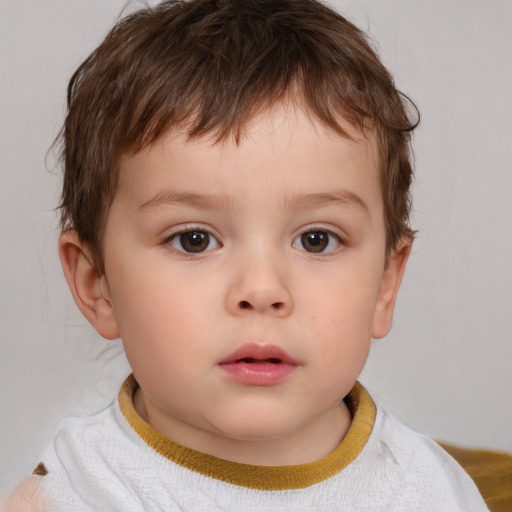 Neutral white child male with short  brown hair and brown eyes