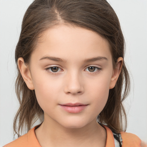 Neutral white child female with medium  brown hair and brown eyes