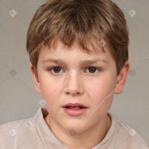 Neutral white child male with short  brown hair and brown eyes