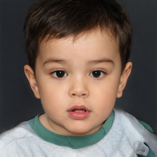 Neutral white child male with short  brown hair and brown eyes