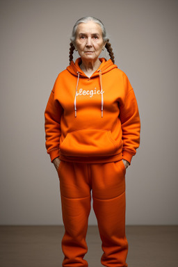 Belgian elderly female with  brown hair