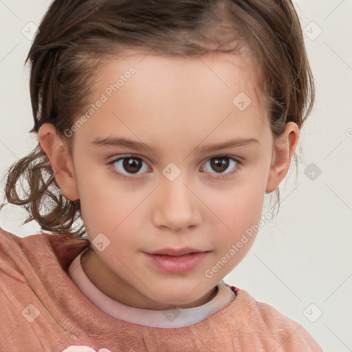 Neutral white child female with medium  brown hair and brown eyes