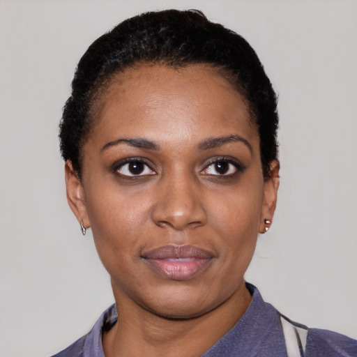 Neutral asian young-adult female with short  black hair and brown eyes