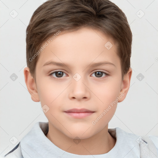 Neutral white child female with short  brown hair and brown eyes