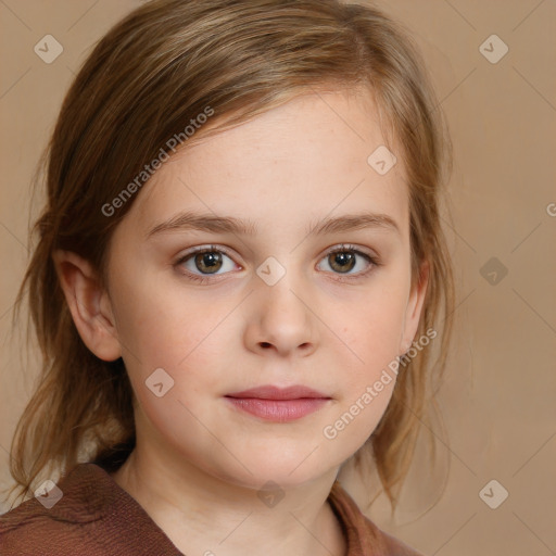 Neutral white child female with medium  brown hair and brown eyes