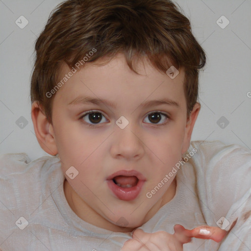 Neutral white child male with short  brown hair and brown eyes