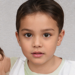 Neutral white child female with short  brown hair and brown eyes