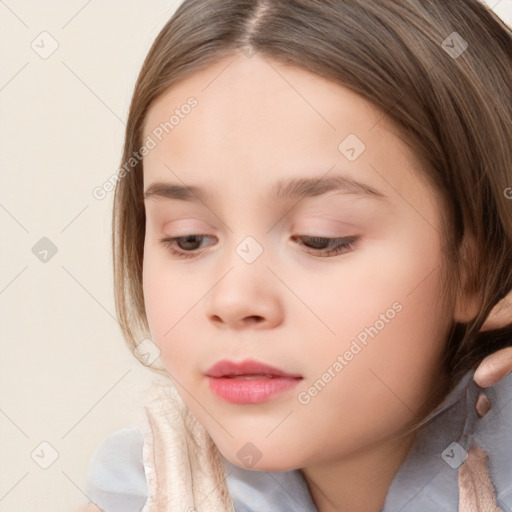 Neutral white child female with medium  brown hair and brown eyes